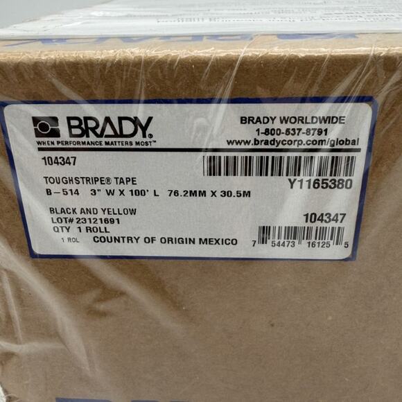 1 Roll New Brady ToughStripe B-514 Floor Marking Tape Black/Yellow 3"x100' - Picture 2 of 4
